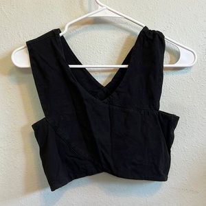Foreign Exchange Black V-Neck Cropped Wrap Style Bra Top Stretch S